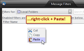 paste filters to different account