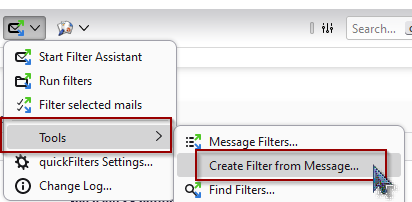 create filter from message